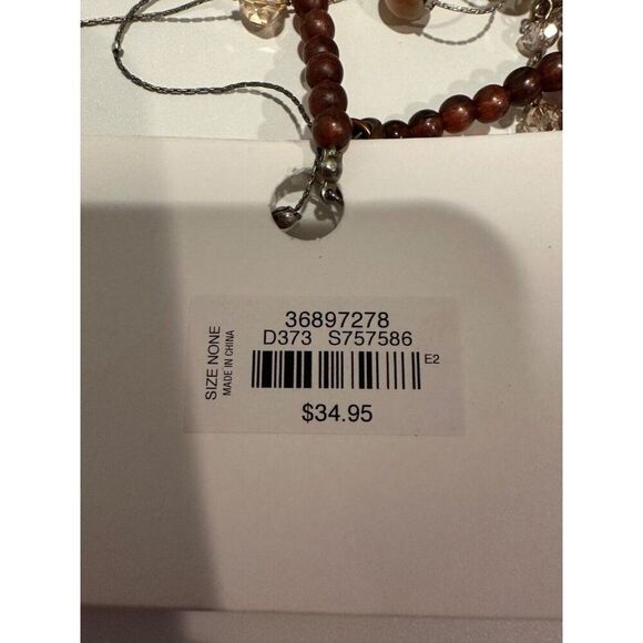 The Loft Beaded Brown Neutral Layered Necklace NEW Boho - Picture 3 of 5